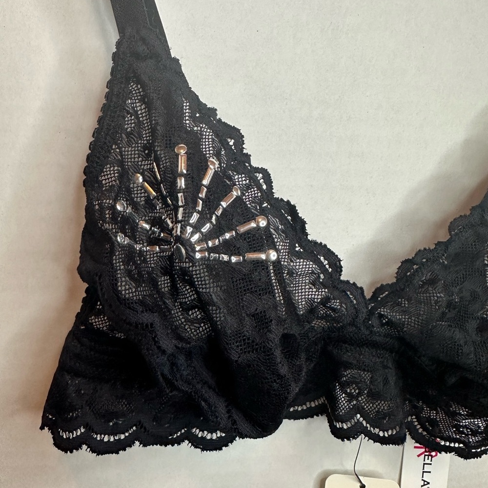 Nancy Meyer Black Lace Bralette with Sequin Detail, medium, NWT - Picture 2 of 7
